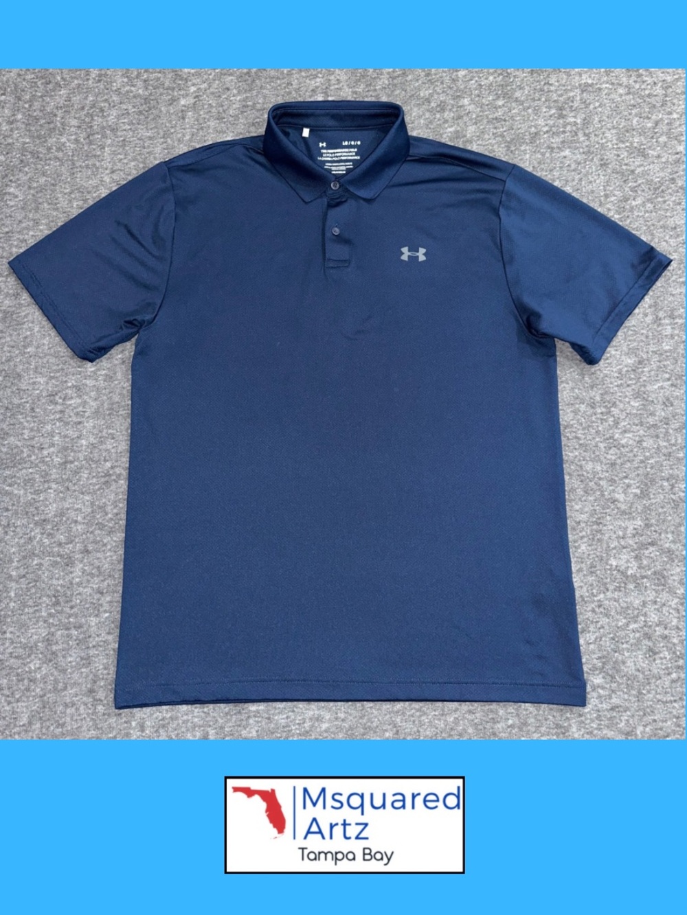 Under Armour The Performance Polo Men’s Large Navy Blue HeatGear Golf Shirt